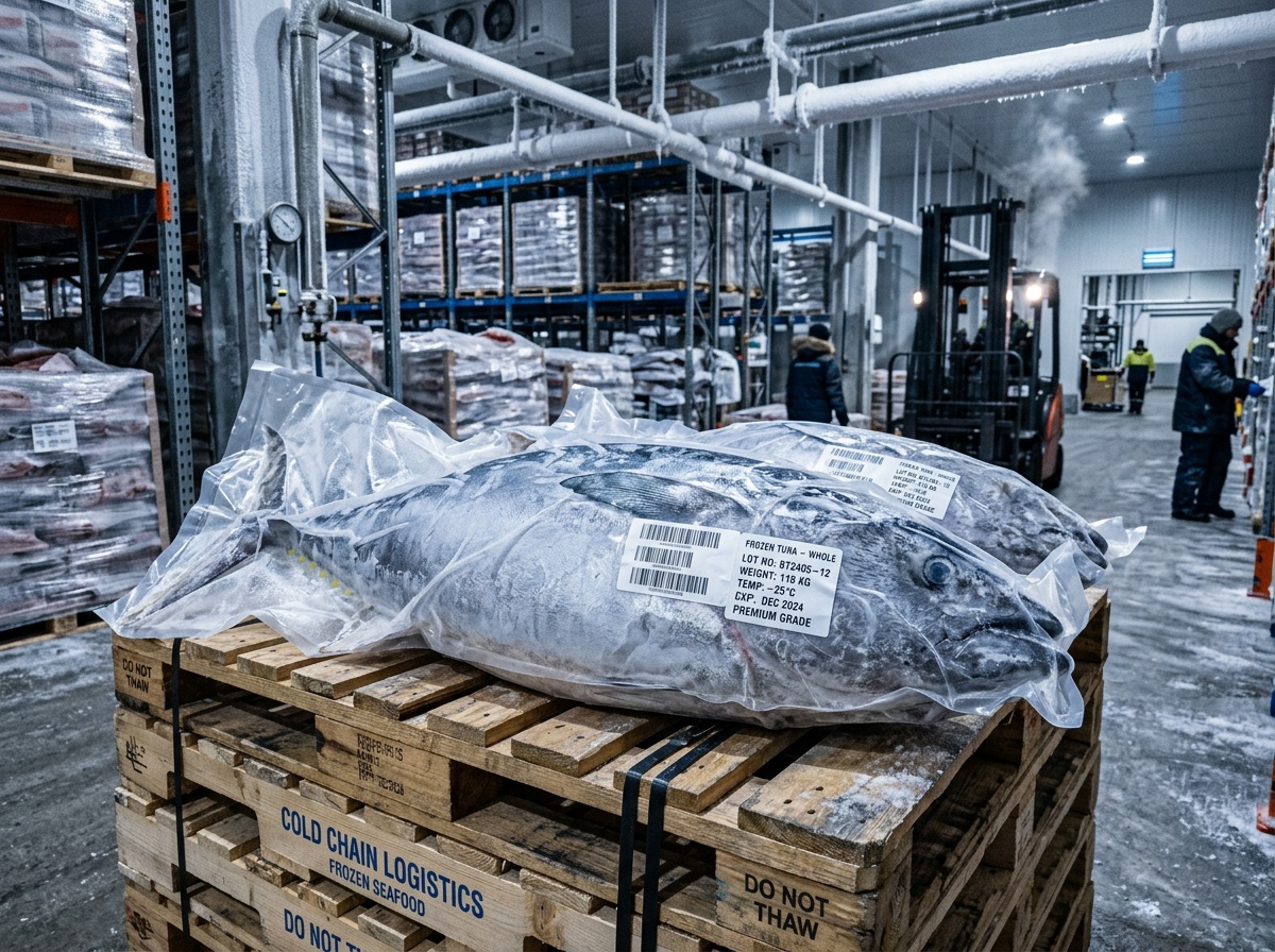 Whole frozen tuna fish